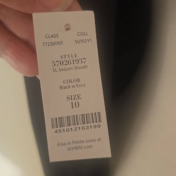 White House Black Market Blk/Wht Sequin Shift Dress, NWT, Adj. Straps,Size 10 - Picture 7 of 10